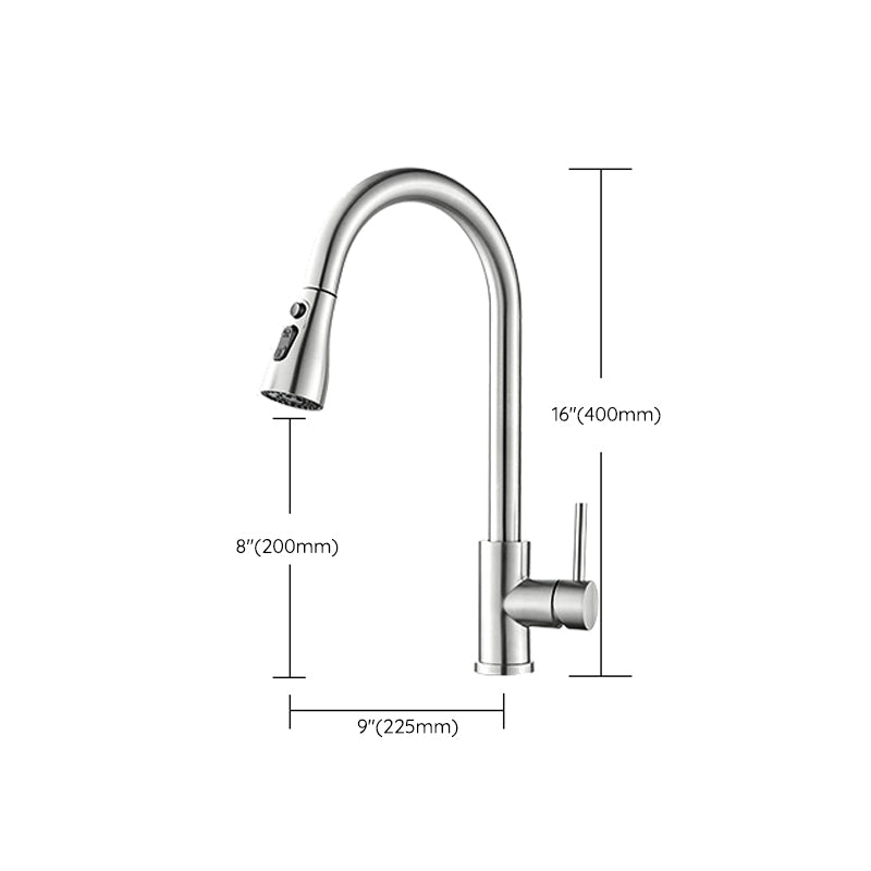 Modern Style Kitchen Faucet Lever Handle 304 Stainless Steel Kitchen Faucet Clearhalo 'Home Improvement' 'home_improvement' 'home_improvement_kitchen_faucets' 'Kitchen Faucets' 'Kitchen Remodel & Kitchen Fixtures' 'Kitchen Sinks & Faucet Components' 'kitchen_faucets' 7208707