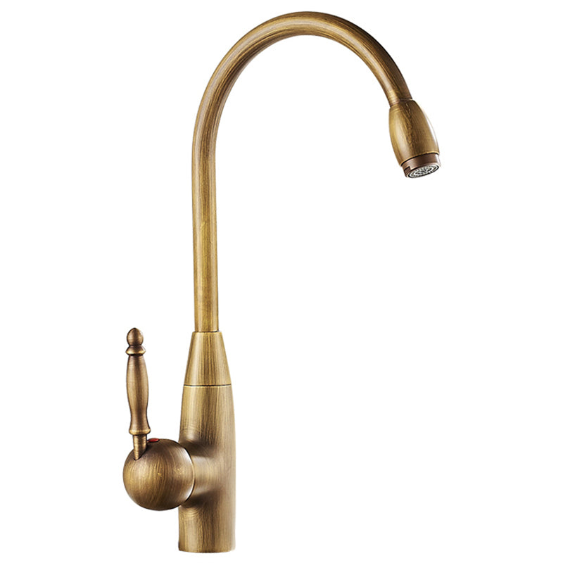 Traditional Kitchen Faucet Brass High Arc Gold Standard Kitchen Faucets with Single Handle Turmeric Clearhalo 'Home Improvement' 'home_improvement' 'home_improvement_kitchen_faucets' 'Kitchen Faucets' 'Kitchen Remodel & Kitchen Fixtures' 'Kitchen Sinks & Faucet Components' 'kitchen_faucets' 7208723