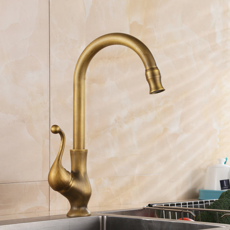 Traditional Kitchen Faucet Brass High Arc Gold Standard Kitchen Faucets with Single Handle Clearhalo 'Home Improvement' 'home_improvement' 'home_improvement_kitchen_faucets' 'Kitchen Faucets' 'Kitchen Remodel & Kitchen Fixtures' 'Kitchen Sinks & Faucet Components' 'kitchen_faucets' 7208725