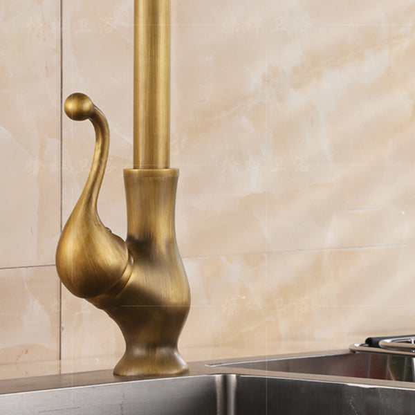 Traditional Kitchen Faucet Brass High Arc Gold Standard Kitchen Faucets with Single Handle Clearhalo 'Home Improvement' 'home_improvement' 'home_improvement_kitchen_faucets' 'Kitchen Faucets' 'Kitchen Remodel & Kitchen Fixtures' 'Kitchen Sinks & Faucet Components' 'kitchen_faucets' 7208728