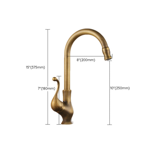Traditional Kitchen Faucet Brass High Arc Gold Standard Kitchen Faucets with Single Handle Clearhalo 'Home Improvement' 'home_improvement' 'home_improvement_kitchen_faucets' 'Kitchen Faucets' 'Kitchen Remodel & Kitchen Fixtures' 'Kitchen Sinks & Faucet Components' 'kitchen_faucets' 7208733