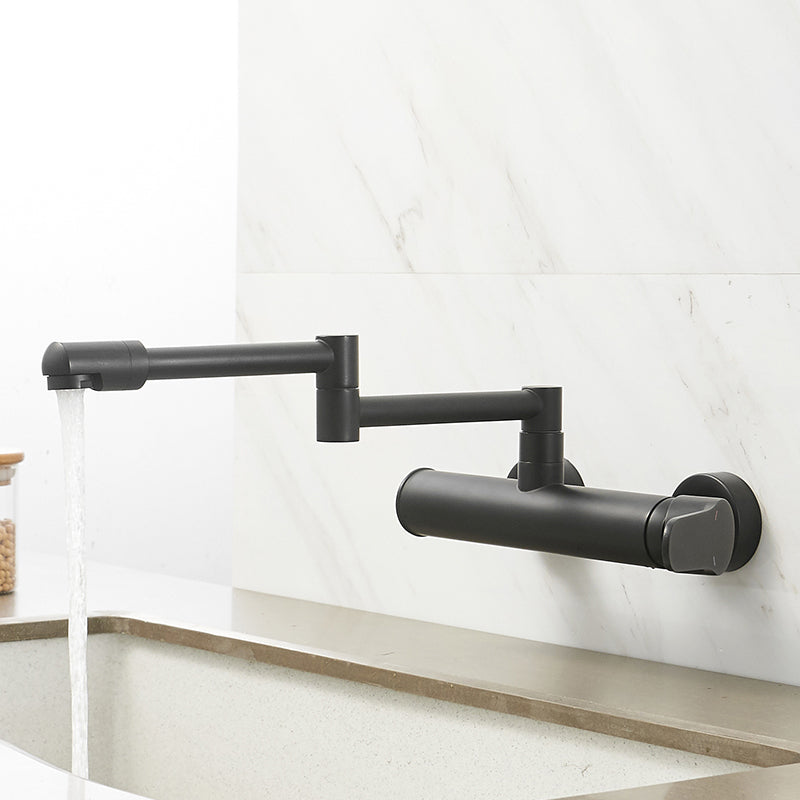 Modern Spring Spout Water Filler One Handle Low Arch Kitchen Faucet Black Single Pattern Clearhalo 'Home Improvement' 'home_improvement' 'home_improvement_kitchen_faucets' 'Kitchen Faucets' 'Kitchen Remodel & Kitchen Fixtures' 'Kitchen Sinks & Faucet Components' 'kitchen_faucets' 7208762