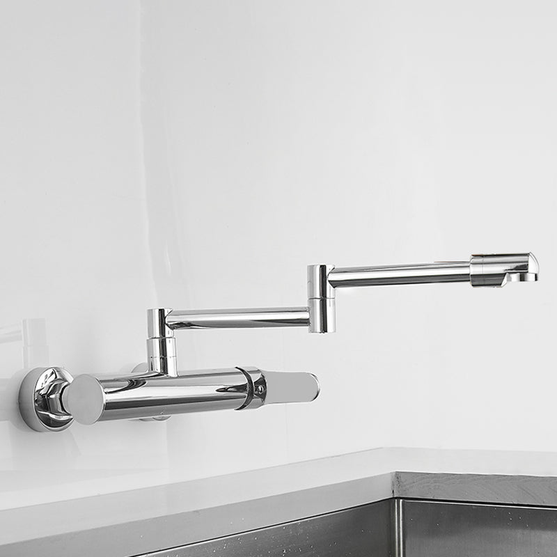 Modern Spring Spout Water Filler One Handle Low Arch Kitchen Faucet Silver Single Pattern Clearhalo 'Home Improvement' 'home_improvement' 'home_improvement_kitchen_faucets' 'Kitchen Faucets' 'Kitchen Remodel & Kitchen Fixtures' 'Kitchen Sinks & Faucet Components' 'kitchen_faucets' 7208768