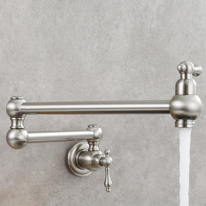 Modern Double Handles One Handle Wall Mounted Pot Filler Low Arc Profile Filler Clearhalo 'Home Improvement' 'home_improvement' 'home_improvement_kitchen_faucets' 'Kitchen Faucets' 'Kitchen Remodel & Kitchen Fixtures' 'Kitchen Sinks & Faucet Components' 'kitchen_faucets' 7208794
