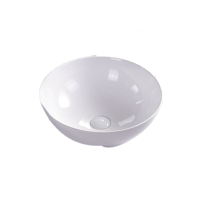 Bathroom Sink White Ceramic Faucet Single Handle Round Shape Sink Clearhalo 'Bathroom Remodel & Bathroom Fixtures' 'Bathroom Sinks & Faucet Components' 'Bathroom Sinks' 'bathroom_sink' 'Home Improvement' 'home_improvement' 'home_improvement_bathroom_sink' 7208847