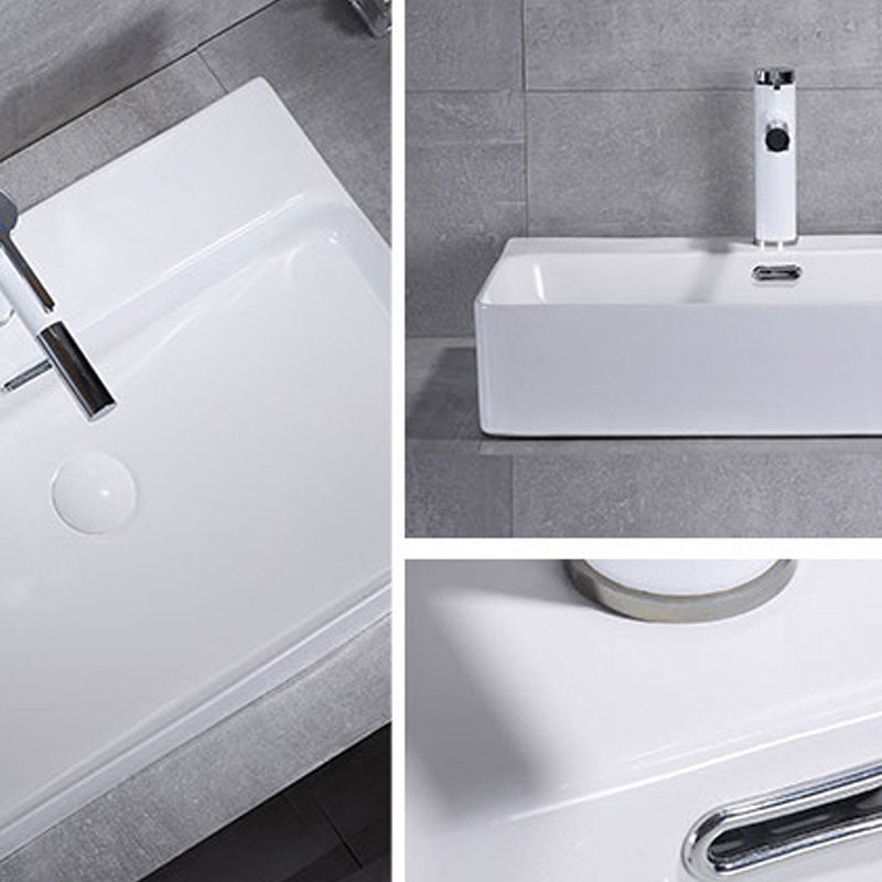 Bathroom Sink White Ceramic Faucet Single Handle Round Shape Sink Clearhalo 'Bathroom Remodel & Bathroom Fixtures' 'Bathroom Sinks & Faucet Components' 'Bathroom Sinks' 'bathroom_sink' 'Home Improvement' 'home_improvement' 'home_improvement_bathroom_sink' 7208850