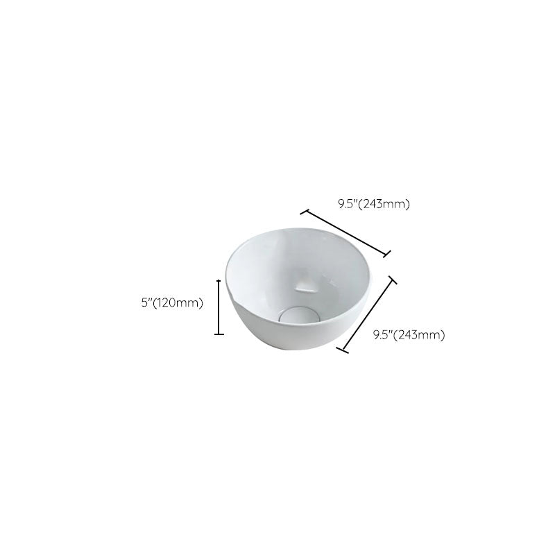 Bathroom Sink White Ceramic Faucet Single Handle Round Shape Sink Clearhalo 'Bathroom Remodel & Bathroom Fixtures' 'Bathroom Sinks & Faucet Components' 'Bathroom Sinks' 'bathroom_sink' 'Home Improvement' 'home_improvement' 'home_improvement_bathroom_sink' 7208859