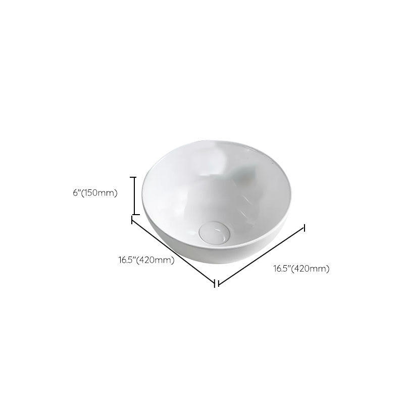 Bathroom Sink White Ceramic Faucet Single Handle Round Shape Sink Clearhalo 'Bathroom Remodel & Bathroom Fixtures' 'Bathroom Sinks & Faucet Components' 'Bathroom Sinks' 'bathroom_sink' 'Home Improvement' 'home_improvement' 'home_improvement_bathroom_sink' 7208864