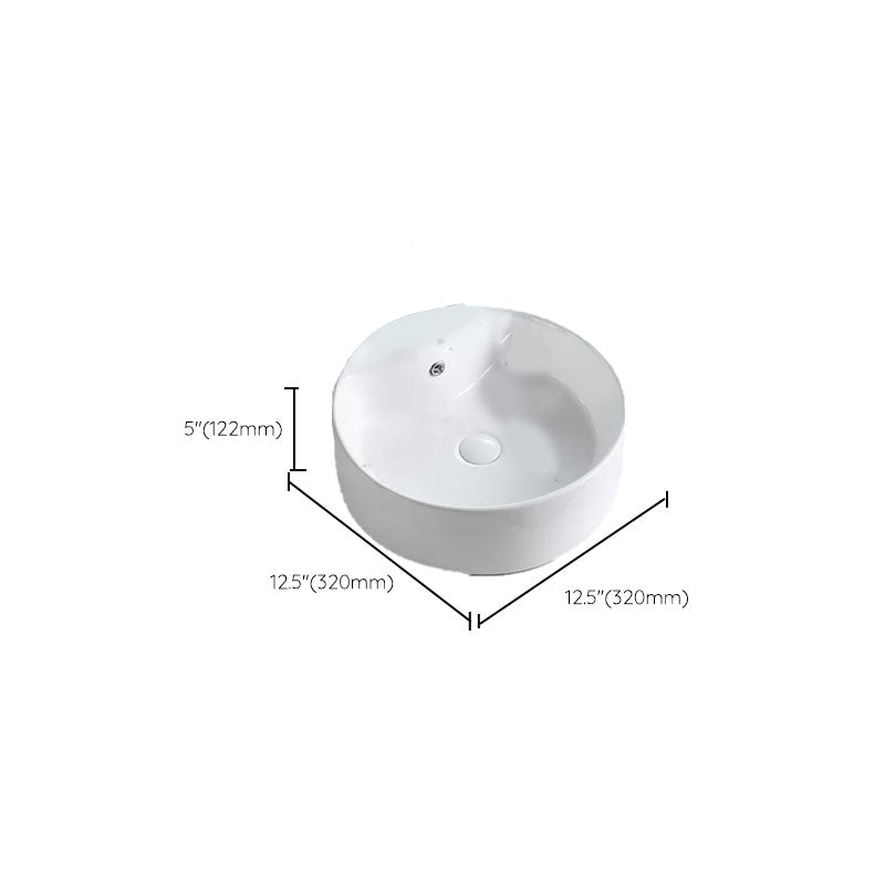 Bathroom Sink White Ceramic Faucet Single Handle Round Shape Sink Clearhalo 'Bathroom Remodel & Bathroom Fixtures' 'Bathroom Sinks & Faucet Components' 'Bathroom Sinks' 'bathroom_sink' 'Home Improvement' 'home_improvement' 'home_improvement_bathroom_sink' 7208866