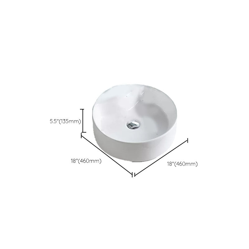 Bathroom Sink White Ceramic Faucet Single Handle Round Shape Sink Clearhalo 'Bathroom Remodel & Bathroom Fixtures' 'Bathroom Sinks & Faucet Components' 'Bathroom Sinks' 'bathroom_sink' 'Home Improvement' 'home_improvement' 'home_improvement_bathroom_sink' 7208869