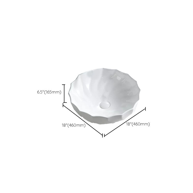 Bathroom Sink White Ceramic Faucet Single Handle Round Shape Sink Clearhalo 'Bathroom Remodel & Bathroom Fixtures' 'Bathroom Sinks & Faucet Components' 'Bathroom Sinks' 'bathroom_sink' 'Home Improvement' 'home_improvement' 'home_improvement_bathroom_sink' 7208870