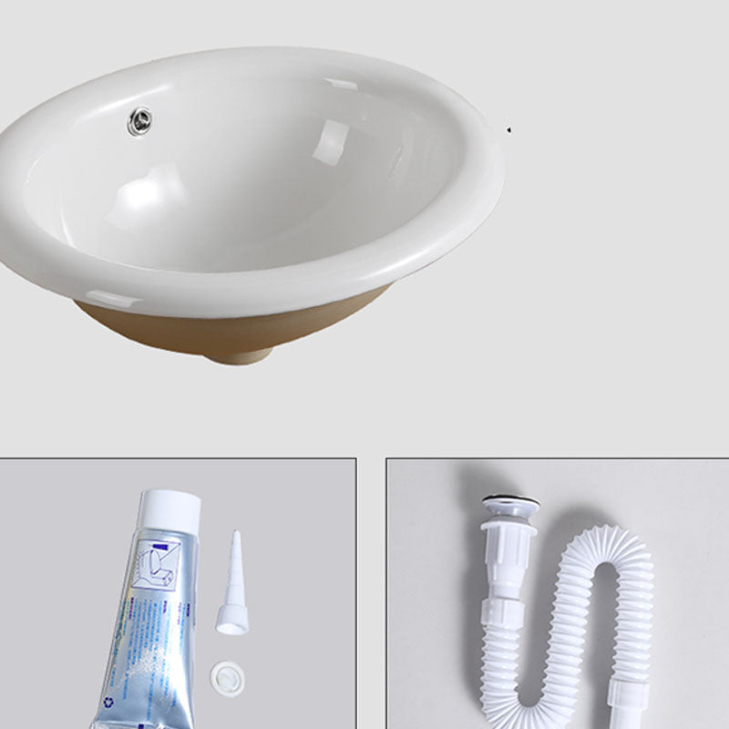 Contemporary Bathroom Sink with Pop-Up Drain Porcelain Oval-Shape Undermount Bathroom Sink Clearhalo 'Bathroom Remodel & Bathroom Fixtures' 'Bathroom Sinks & Faucet Components' 'Bathroom Sinks' 'bathroom_sink' 'Home Improvement' 'home_improvement' 'home_improvement_bathroom_sink' 7208894