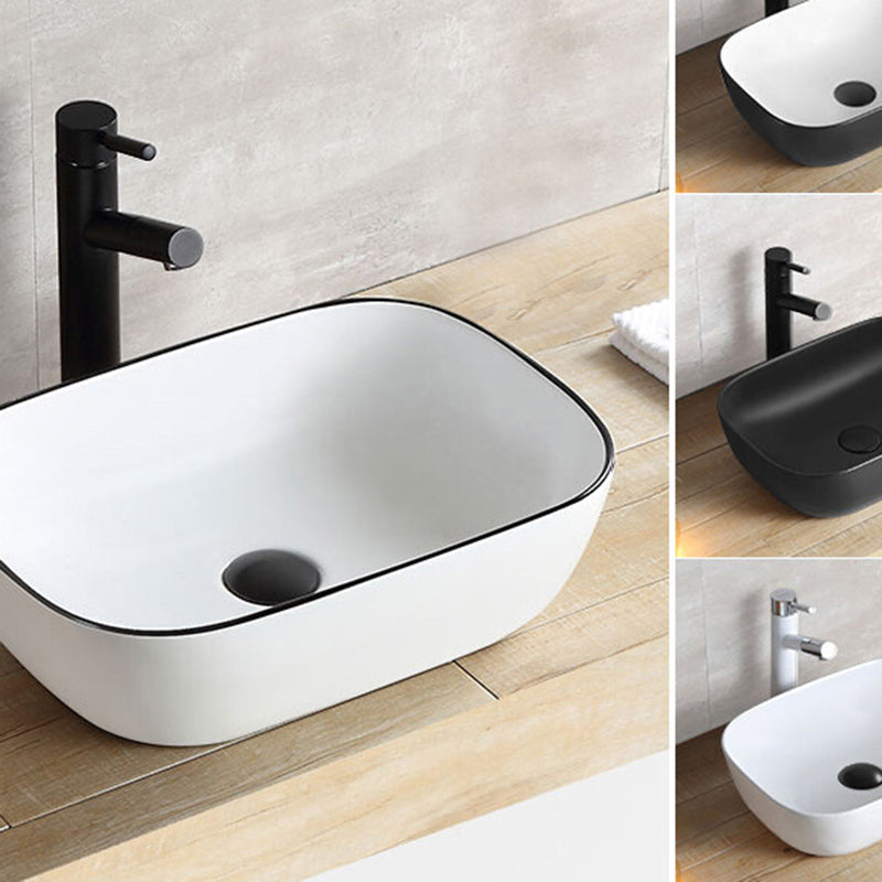 White Modern Sink Washroom Ceramic Rod Handle Faucet Bathroom Sink Clearhalo 'Bathroom Remodel & Bathroom Fixtures' 'Bathroom Sinks & Faucet Components' 'Bathroom Sinks' 'bathroom_sink' 'Home Improvement' 'home_improvement' 'home_improvement_bathroom_sink' 7208939