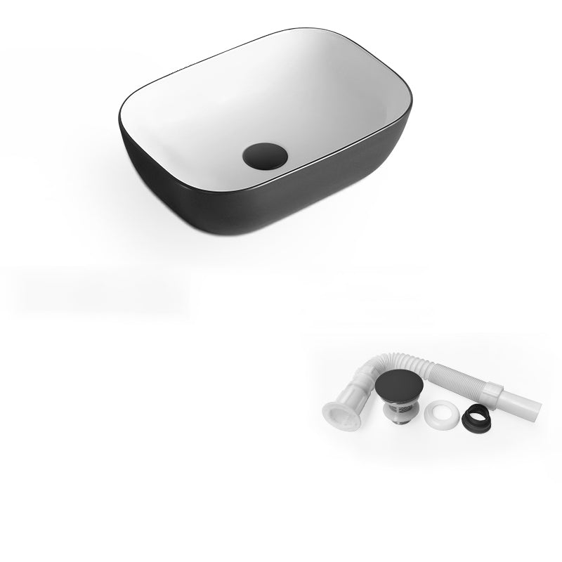 White Modern Sink Washroom Ceramic Rod Handle Faucet Bathroom Sink Black White Unavailiable Sink with Drainage Components Clearhalo 'Bathroom Remodel & Bathroom Fixtures' 'Bathroom Sinks & Faucet Components' 'Bathroom Sinks' 'bathroom_sink' 'Home Improvement' 'home_improvement' 'home_improvement_bathroom_sink' 7208950