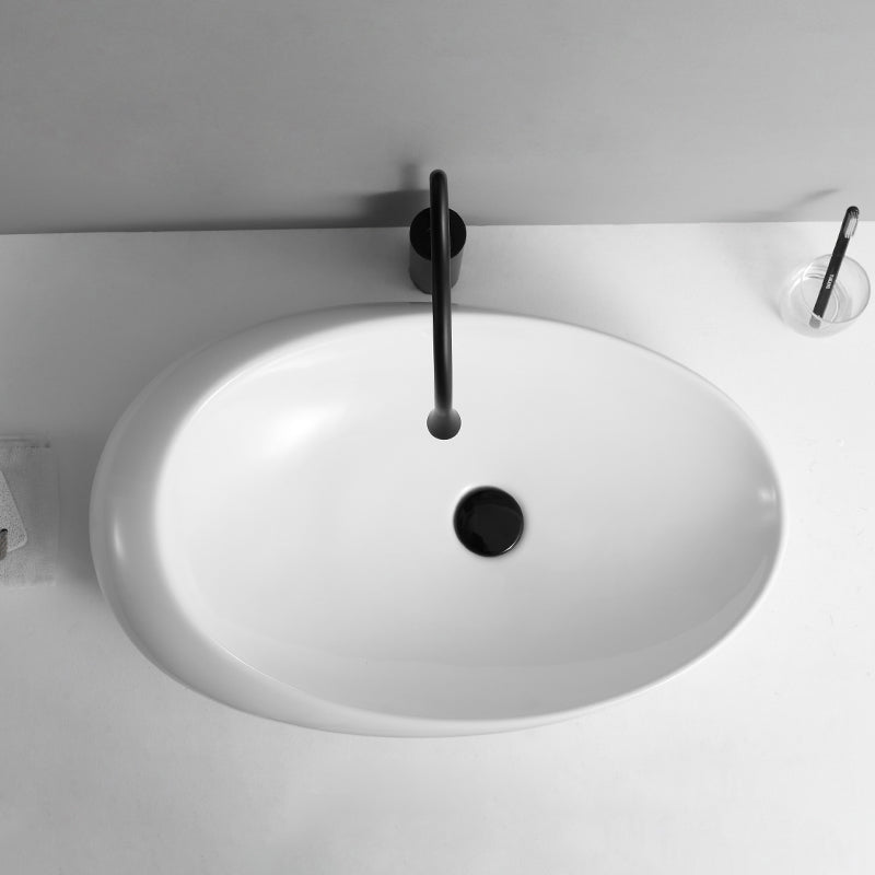 Contemporary Bathroom Sink with Pop-Up Drain Porcelain Oval-Shape Vessel Lavatory Sink Clearhalo 'Bathroom Remodel & Bathroom Fixtures' 'Bathroom Sinks & Faucet Components' 'Bathroom Sinks' 'bathroom_sink' 'Home Improvement' 'home_improvement' 'home_improvement_bathroom_sink' 7208974
