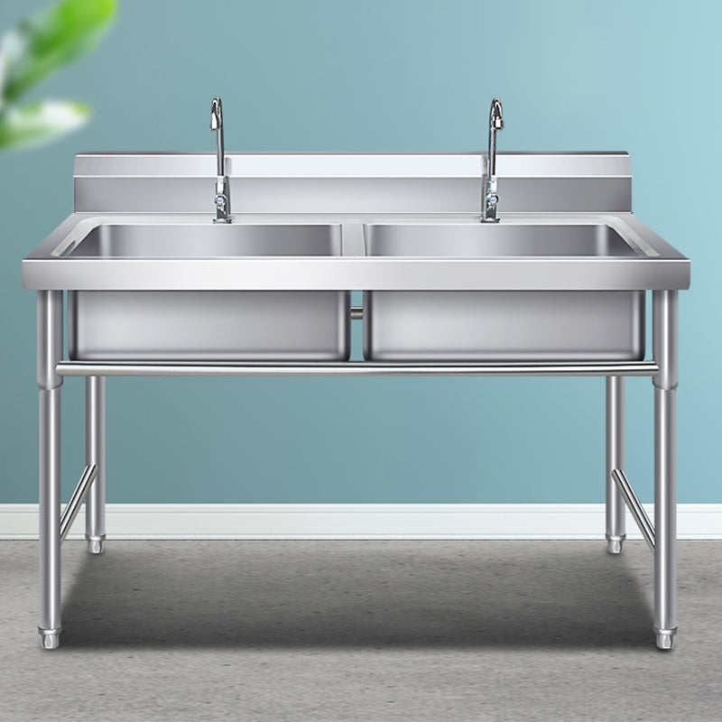 Classic Kitchen Sink Stainless Steel Workstation Sink with Faucet Clearhalo 'Home Improvement' 'home_improvement' 'home_improvement_kitchen_sinks' 'Kitchen Remodel & Kitchen Fixtures' 'Kitchen Sinks & Faucet Components' 'Kitchen Sinks' 'kitchen_sinks' 7209089