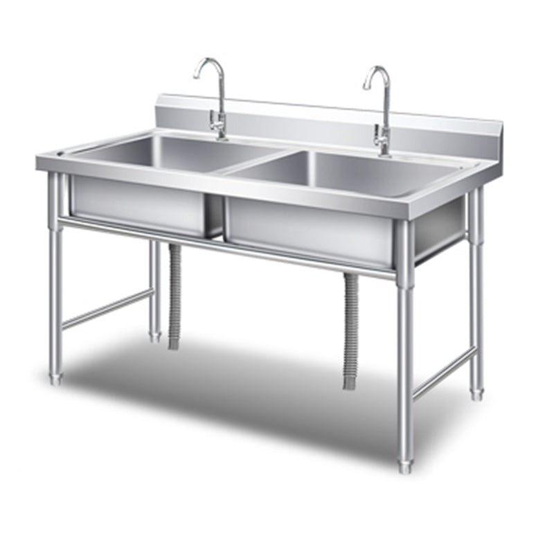Classic Kitchen Sink Stainless Steel Workstation Sink with Faucet Clearhalo 'Home Improvement' 'home_improvement' 'home_improvement_kitchen_sinks' 'Kitchen Remodel & Kitchen Fixtures' 'Kitchen Sinks & Faucet Components' 'Kitchen Sinks' 'kitchen_sinks' 7209090