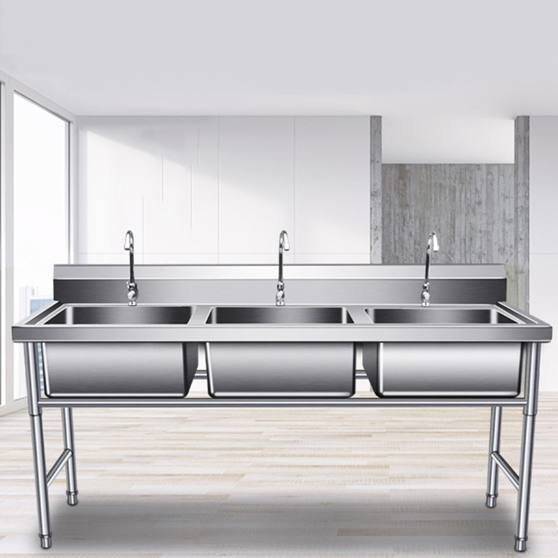 Classic Kitchen Sink Stainless Steel Double Basin Kitchen Sink with Faucets Clearhalo 'Home Improvement' 'home_improvement' 'home_improvement_kitchen_sinks' 'Kitchen Remodel & Kitchen Fixtures' 'Kitchen Sinks & Faucet Components' 'Kitchen Sinks' 'kitchen_sinks' 7209104