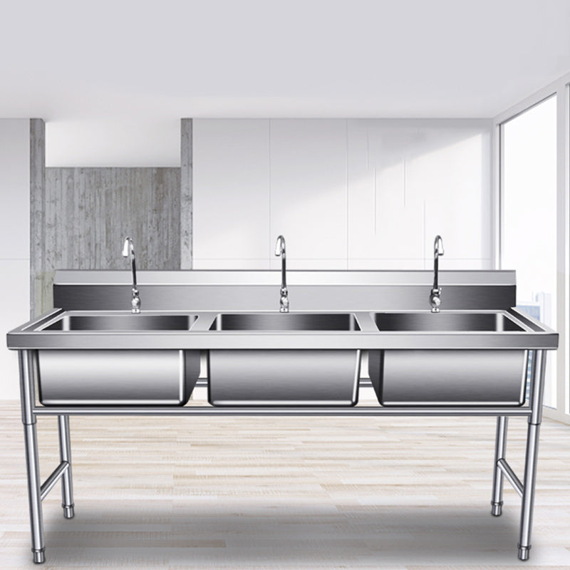 Classic Kitchen Sink Stainless Steel Double Basin Kitchen Sink with Faucets Clearhalo 'Home Improvement' 'home_improvement' 'home_improvement_kitchen_sinks' 'Kitchen Remodel & Kitchen Fixtures' 'Kitchen Sinks & Faucet Components' 'Kitchen Sinks' 'kitchen_sinks' 7209108