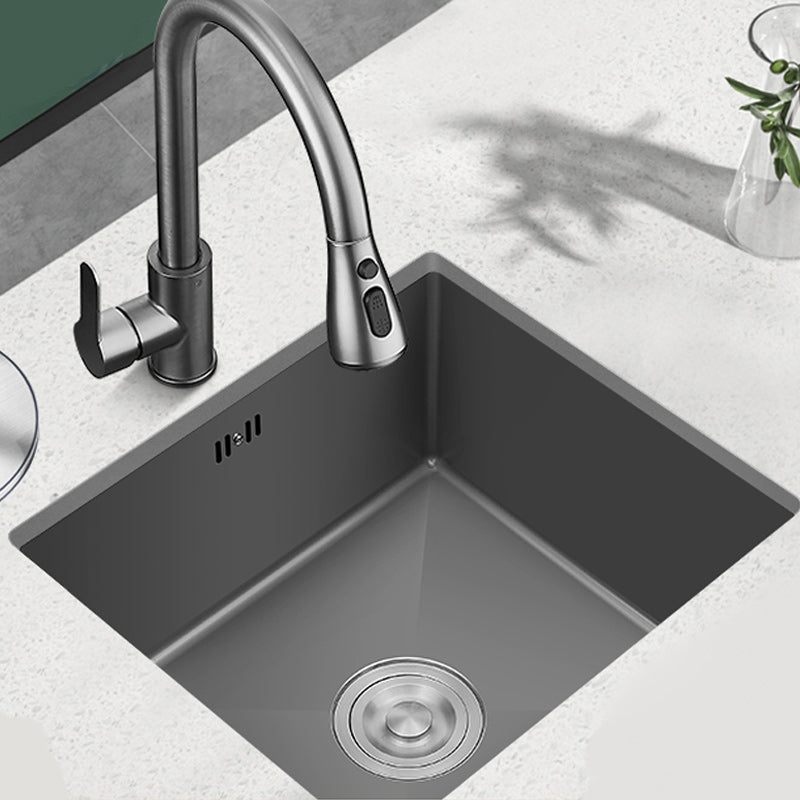Modern Plain Kitchen Sink Overflow Hole Workstation Sink with Soundproofing Clearhalo 'Home Improvement' 'home_improvement' 'home_improvement_kitchen_sinks' 'Kitchen Remodel & Kitchen Fixtures' 'Kitchen Sinks & Faucet Components' 'Kitchen Sinks' 'kitchen_sinks' 7209130