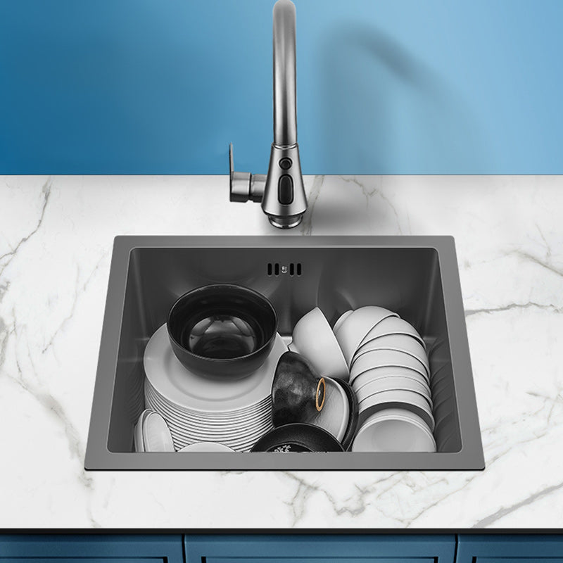 Modern Plain Kitchen Sink Overflow Hole Workstation Sink with Soundproofing Clearhalo 'Home Improvement' 'home_improvement' 'home_improvement_kitchen_sinks' 'Kitchen Remodel & Kitchen Fixtures' 'Kitchen Sinks & Faucet Components' 'Kitchen Sinks' 'kitchen_sinks' 7209132