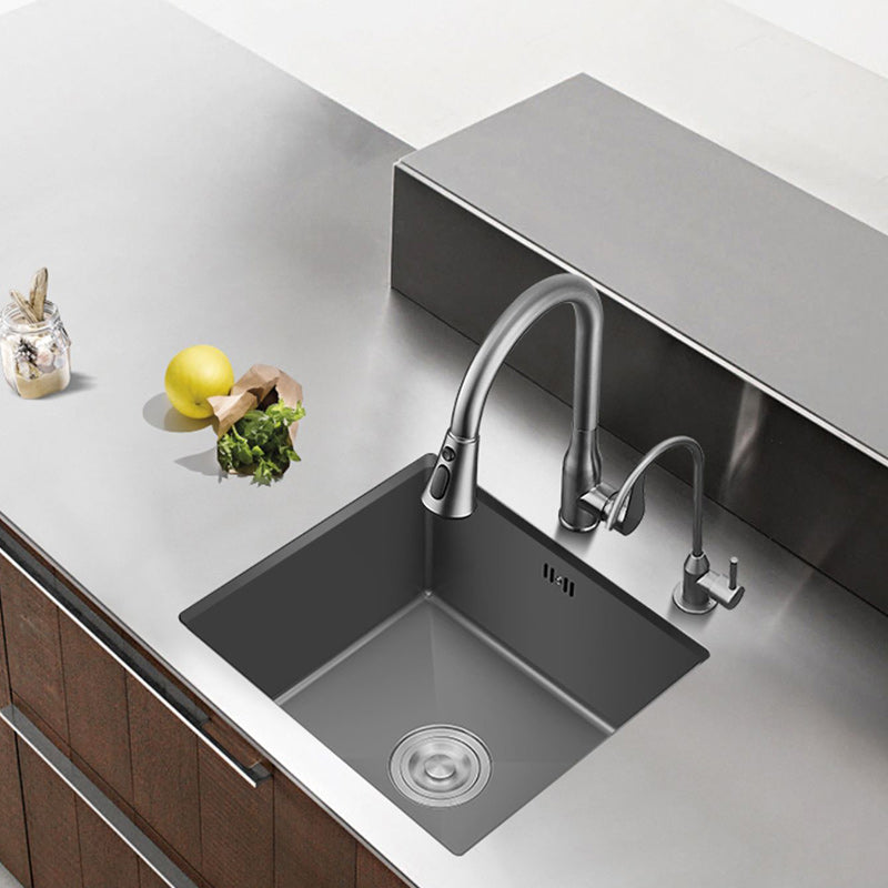 Modern Plain Kitchen Sink Overflow Hole Workstation Sink with Soundproofing Clearhalo 'Home Improvement' 'home_improvement' 'home_improvement_kitchen_sinks' 'Kitchen Remodel & Kitchen Fixtures' 'Kitchen Sinks & Faucet Components' 'Kitchen Sinks' 'kitchen_sinks' 7209134