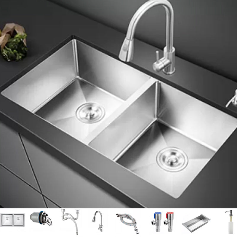 Modern Undermount Kitchen Sink Stainless Steel Kitchen Sink with Faucet Sink with Faucet Pull Out Faucet Clearhalo 'Home Improvement' 'home_improvement' 'home_improvement_kitchen_sinks' 'Kitchen Remodel & Kitchen Fixtures' 'Kitchen Sinks & Faucet Components' 'Kitchen Sinks' 'kitchen_sinks' 7209166