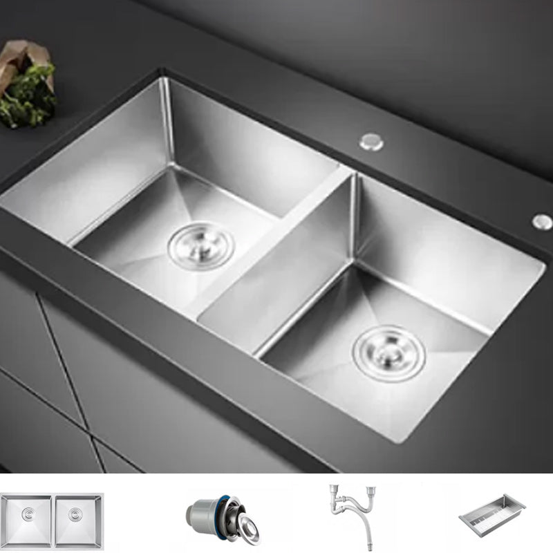 Modern Undermount Kitchen Sink Stainless Steel Kitchen Sink with Faucet Sink Only None Clearhalo 'Home Improvement' 'home_improvement' 'home_improvement_kitchen_sinks' 'Kitchen Remodel & Kitchen Fixtures' 'Kitchen Sinks & Faucet Components' 'Kitchen Sinks' 'kitchen_sinks' 7209172
