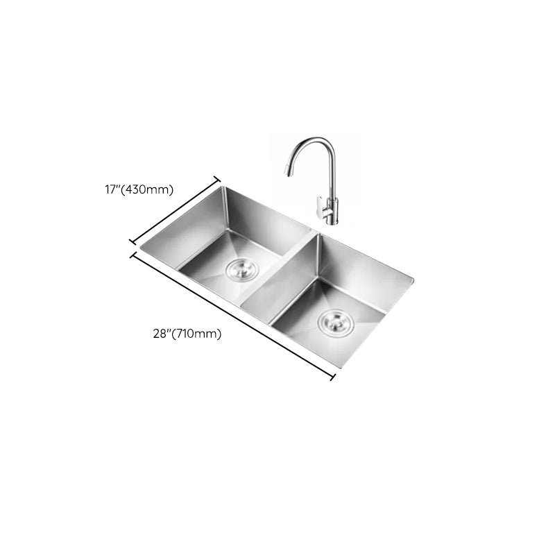 Modern Undermount Kitchen Sink Stainless Steel Kitchen Sink with Faucet Clearhalo 'Home Improvement' 'home_improvement' 'home_improvement_kitchen_sinks' 'Kitchen Remodel & Kitchen Fixtures' 'Kitchen Sinks & Faucet Components' 'Kitchen Sinks' 'kitchen_sinks' 7209183