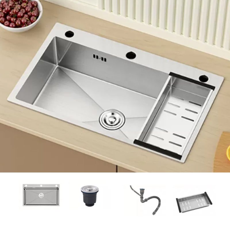 Modern Workstation Sink Stainless Steel with Basket Strainer and Faucet Kitchen Sink Sink Only None Clearhalo 'Home Improvement' 'home_improvement' 'home_improvement_kitchen_sinks' 'Kitchen Remodel & Kitchen Fixtures' 'Kitchen Sinks & Faucet Components' 'Kitchen Sinks' 'kitchen_sinks' 7209193