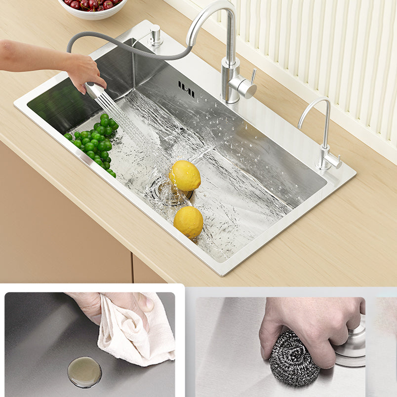 Modern Workstation Sink Stainless Steel with Basket Strainer and Faucet Kitchen Sink Clearhalo 'Home Improvement' 'home_improvement' 'home_improvement_kitchen_sinks' 'Kitchen Remodel & Kitchen Fixtures' 'Kitchen Sinks & Faucet Components' 'Kitchen Sinks' 'kitchen_sinks' 7209195