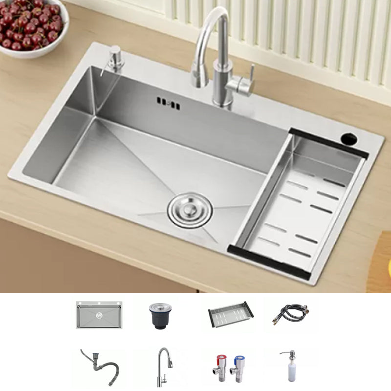 Modern Workstation Sink Stainless Steel with Basket Strainer and Faucet Kitchen Sink Sink with Faucet Clearhalo 'Home Improvement' 'home_improvement' 'home_improvement_kitchen_sinks' 'Kitchen Remodel & Kitchen Fixtures' 'Kitchen Sinks & Faucet Components' 'Kitchen Sinks' 'kitchen_sinks' 7209196