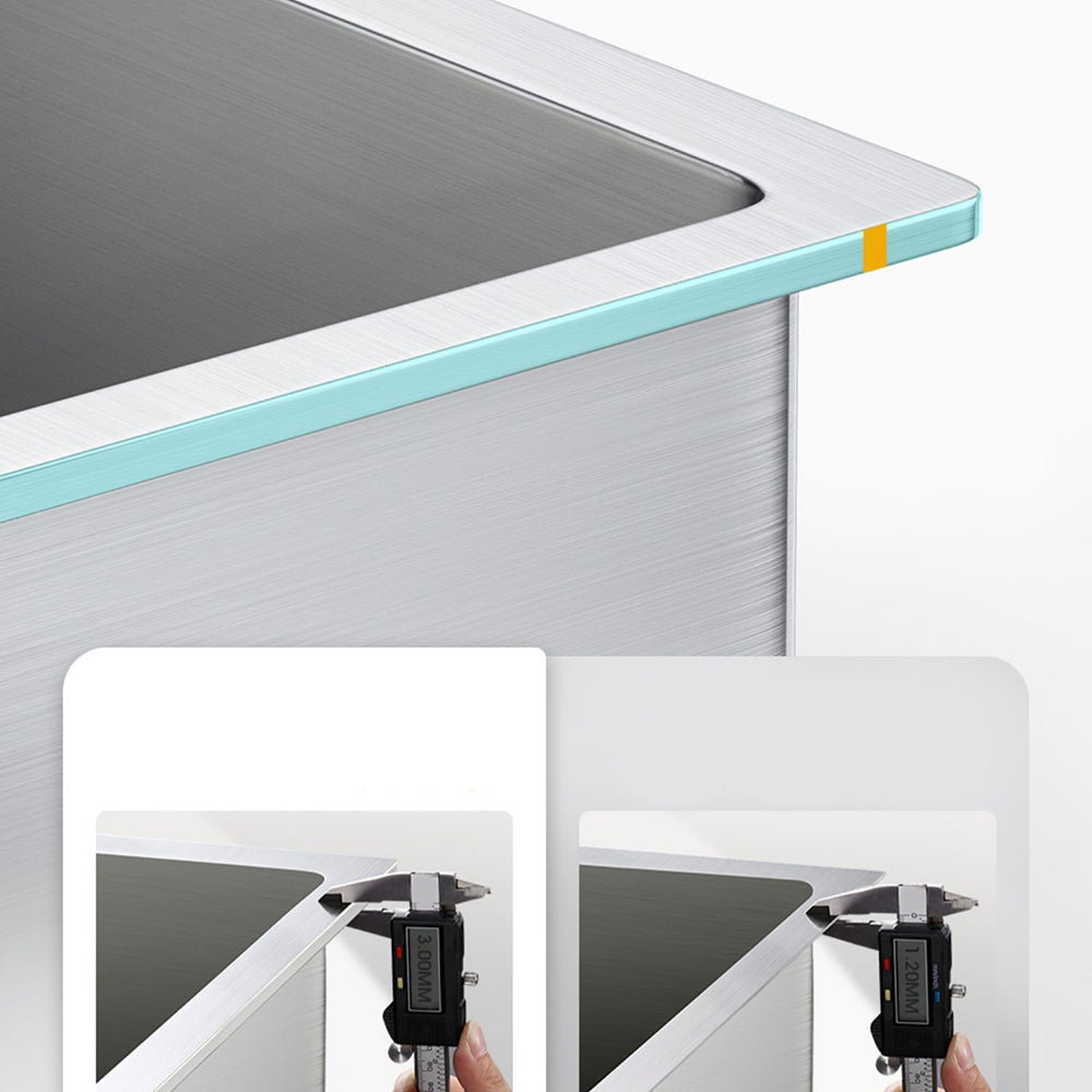 Modern Workstation Sink Stainless Steel with Basket Strainer and Faucet Kitchen Sink Clearhalo 'Home Improvement' 'home_improvement' 'home_improvement_kitchen_sinks' 'Kitchen Remodel & Kitchen Fixtures' 'Kitchen Sinks & Faucet Components' 'Kitchen Sinks' 'kitchen_sinks' 7209201