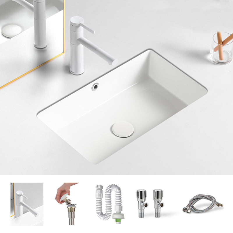 Traditional Undermount Vanity Sink Rectangular with Overflow and Drain Assembly Vessel 22"L x 13"W x 7"H Sink with Faucet Clearhalo 'Bathroom Remodel & Bathroom Fixtures' 'Bathroom Sinks & Faucet Components' 'Bathroom Sinks' 'bathroom_sink' 'Home Improvement' 'home_improvement' 'home_improvement_bathroom_sink' 7209244