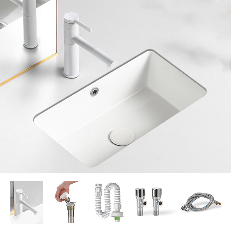 Traditional Undermount Vanity Sink Rectangular with Overflow and Drain Assembly Vessel 20"L x 13"W x 7"H Sink with Faucet Clearhalo 'Bathroom Remodel & Bathroom Fixtures' 'Bathroom Sinks & Faucet Components' 'Bathroom Sinks' 'bathroom_sink' 'Home Improvement' 'home_improvement' 'home_improvement_bathroom_sink' 7209246