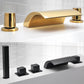 Modern Waterfall Spout Tub Faucet Bathroom Low Arc Bathtub Faucet Clearhalo 'Bathroom Remodel & Bathroom Fixtures' 'Bathtub Faucets' 'bathtub_faucets' 'Home Improvement' 'home_improvement' 'home_improvement_bathtub_faucets' 7209338