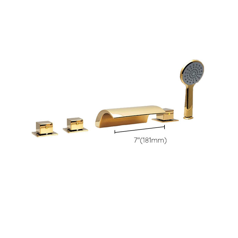 Modern Waterfall Spout Tub Faucet Bathroom Low Arc Bathtub Faucet Clearhalo 'Bathroom Remodel & Bathroom Fixtures' 'Bathtub Faucets' 'bathtub_faucets' 'Home Improvement' 'home_improvement' 'home_improvement_bathtub_faucets' 7209365