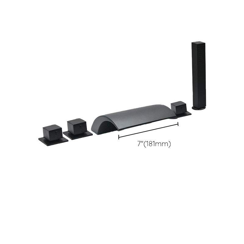 Modern Waterfall Spout Tub Faucet Bathroom Low Arc Bathtub Faucet Clearhalo 'Bathroom Remodel & Bathroom Fixtures' 'Bathtub Faucets' 'bathtub_faucets' 'Home Improvement' 'home_improvement' 'home_improvement_bathtub_faucets' 7209373