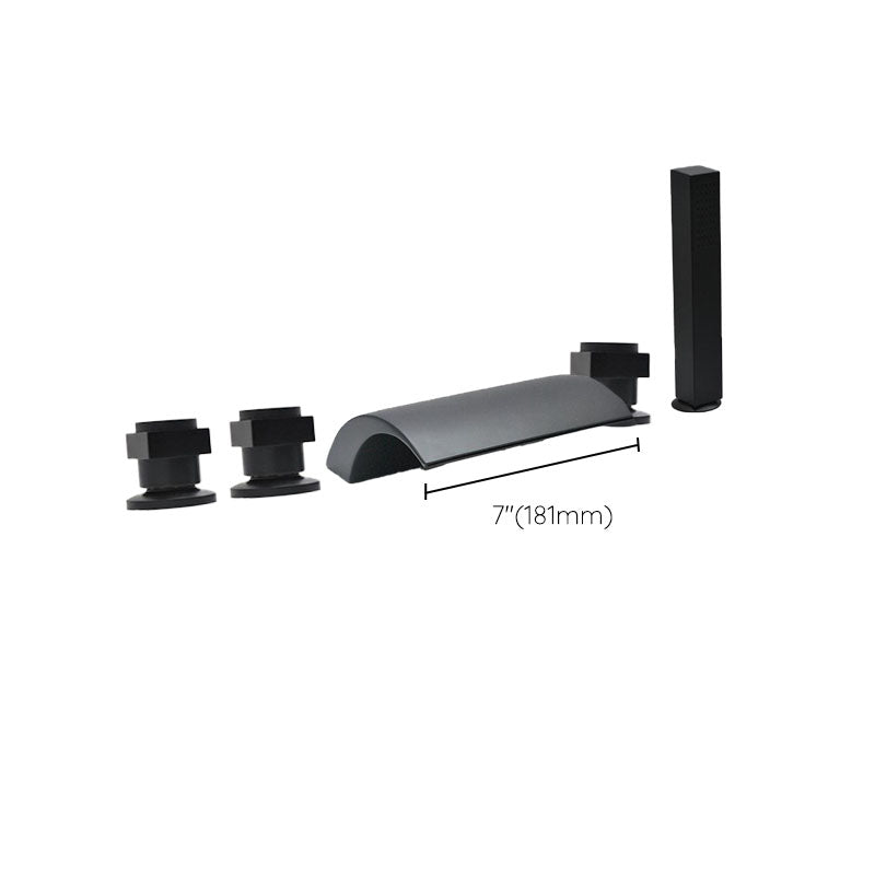 Modern Waterfall Spout Tub Faucet Bathroom Low Arc Bathtub Faucet Clearhalo 'Bathroom Remodel & Bathroom Fixtures' 'Bathtub Faucets' 'bathtub_faucets' 'Home Improvement' 'home_improvement' 'home_improvement_bathtub_faucets' 7209376