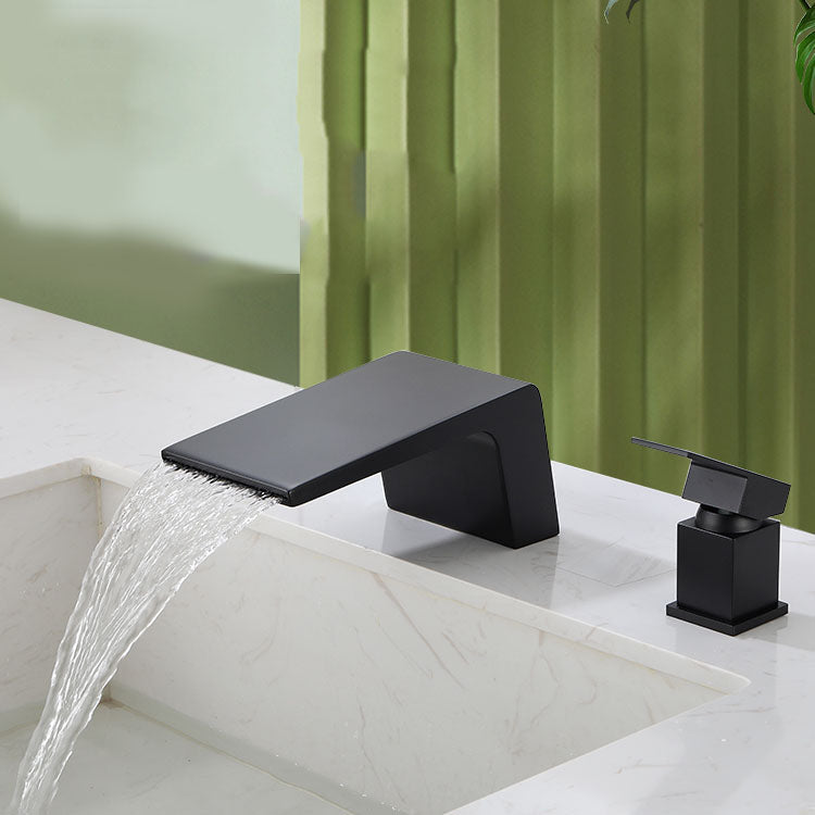 Waterfall Spout Tub Filler with 1 Handle Deck Mount Bathroom Faucet Clearhalo 'Bathroom Remodel & Bathroom Fixtures' 'Bathtub Faucets' 'bathtub_faucets' 'Home Improvement' 'home_improvement' 'home_improvement_bathtub_faucets' 7209406