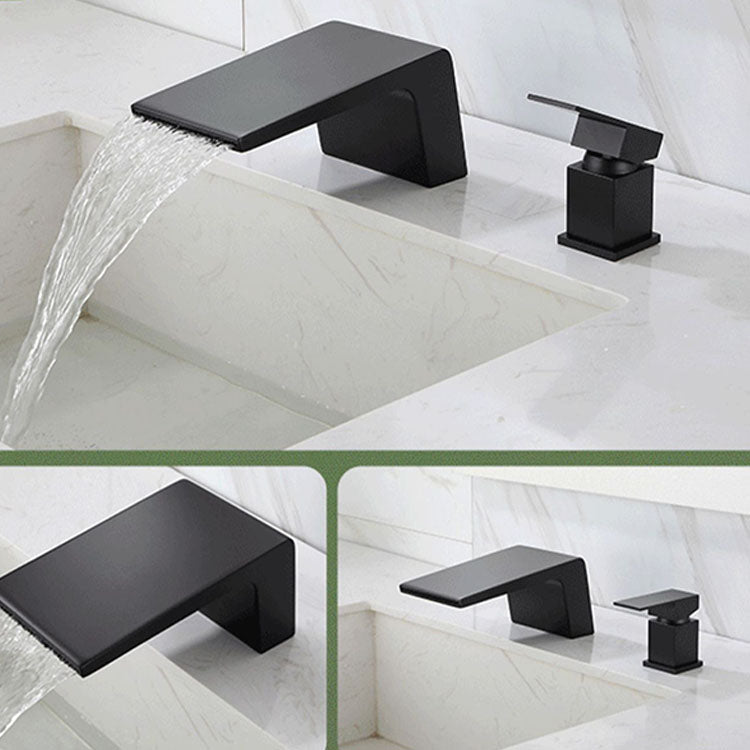 Waterfall Spout Tub Filler with 1 Handle Deck Mount Bathroom Faucet Clearhalo 'Bathroom Remodel & Bathroom Fixtures' 'Bathtub Faucets' 'bathtub_faucets' 'Home Improvement' 'home_improvement' 'home_improvement_bathtub_faucets' 7209418