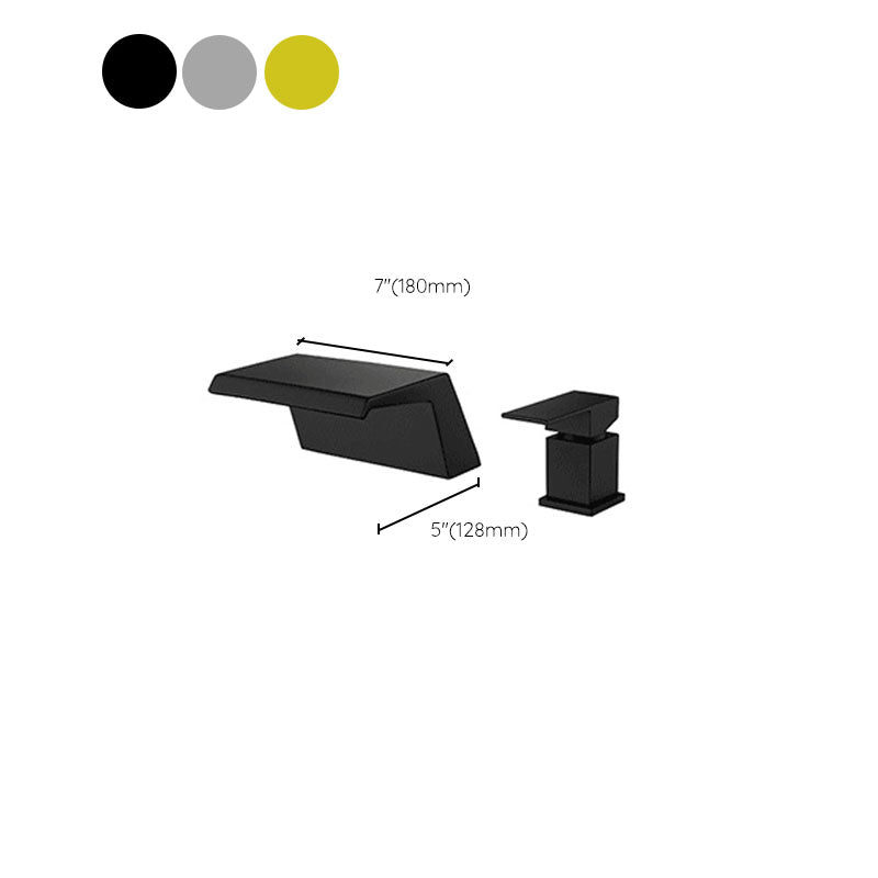 Waterfall Spout Tub Filler with 1 Handle Deck Mount Bathroom Faucet Clearhalo 'Bathroom Remodel & Bathroom Fixtures' 'Bathtub Faucets' 'bathtub_faucets' 'Home Improvement' 'home_improvement' 'home_improvement_bathtub_faucets' 7209428