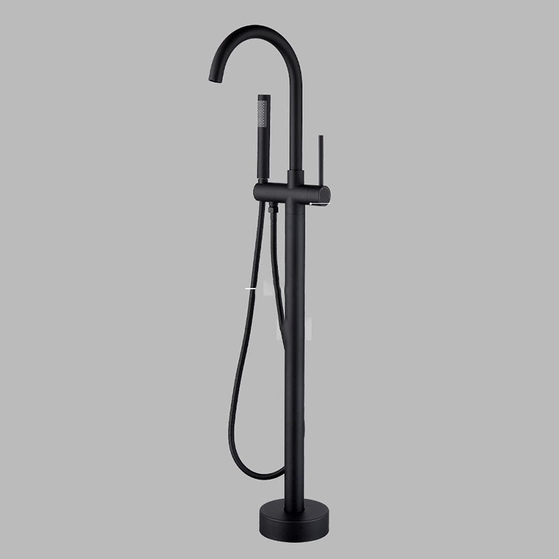 Brass Freestanding Tub Filler with Water Inlet Pipe Floor Mounted Bathroom Faucet Clearhalo 'Bathroom Remodel & Bathroom Fixtures' 'Bathtub Faucets' 'bathtub_faucets' 'Home Improvement' 'home_improvement' 'home_improvement_bathtub_faucets' 7209435