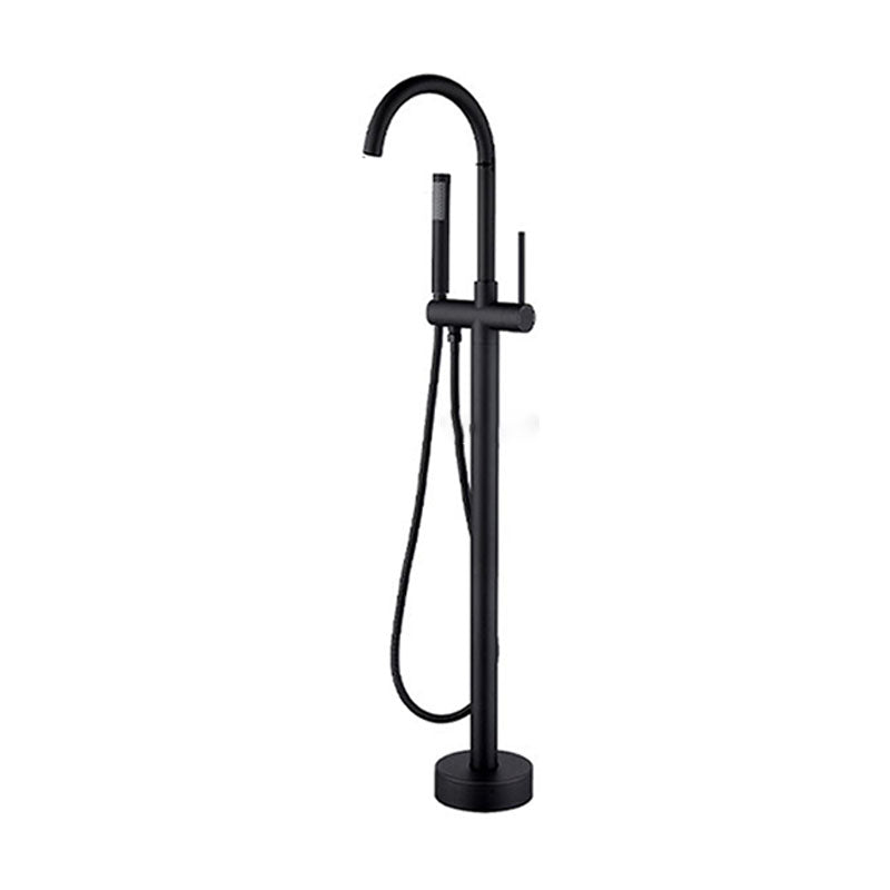 Brass Freestanding Tub Filler with Water Inlet Pipe Floor Mounted Bathroom Faucet Clearhalo 'Bathroom Remodel & Bathroom Fixtures' 'Bathtub Faucets' 'bathtub_faucets' 'Home Improvement' 'home_improvement' 'home_improvement_bathtub_faucets' 7209439