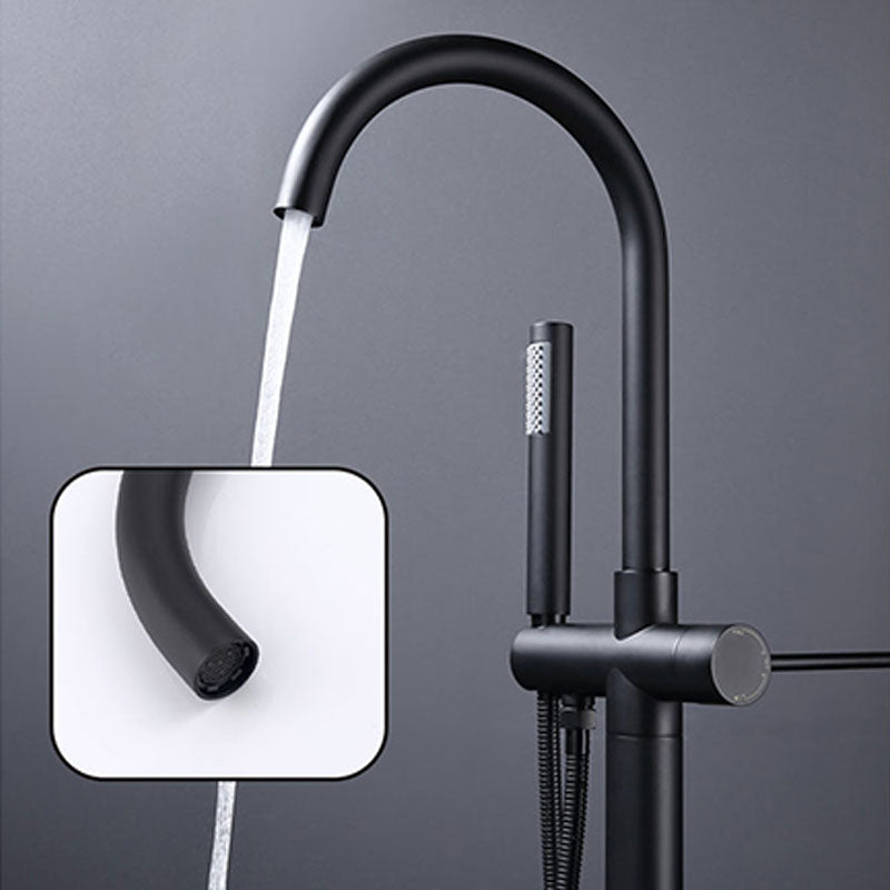 Brass Freestanding Tub Filler with Water Inlet Pipe Floor Mounted Bathroom Faucet Clearhalo 'Bathroom Remodel & Bathroom Fixtures' 'Bathtub Faucets' 'bathtub_faucets' 'Home Improvement' 'home_improvement' 'home_improvement_bathtub_faucets' 7209441