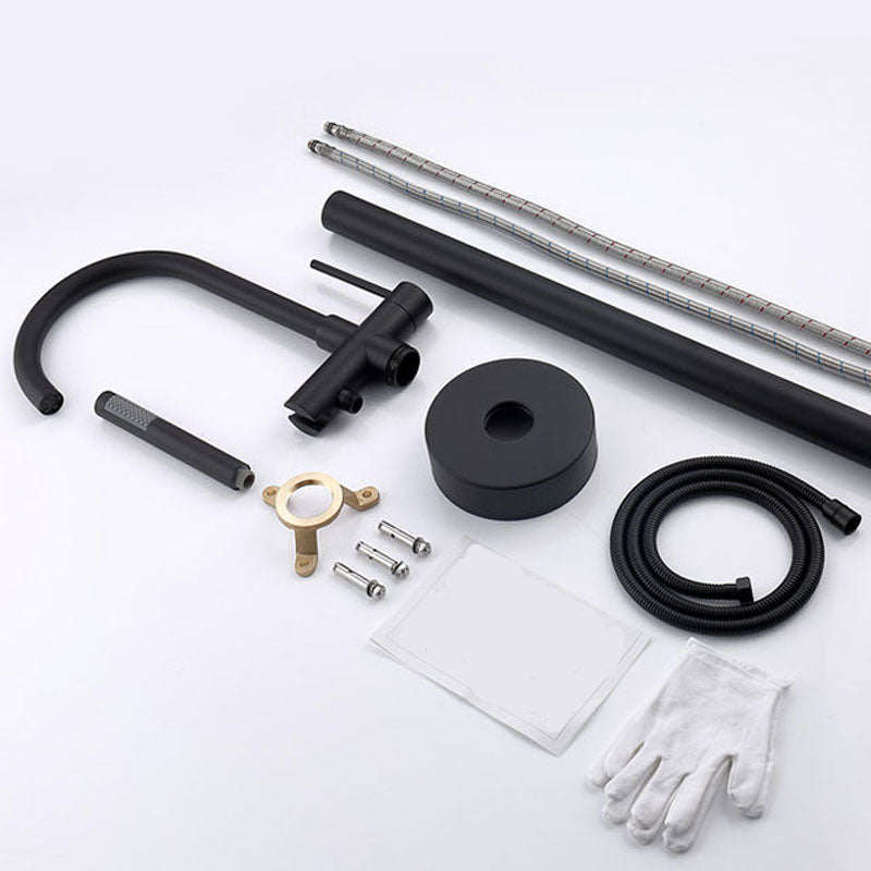 Brass Freestanding Tub Filler with Water Inlet Pipe Floor Mounted Bathroom Faucet Clearhalo 'Bathroom Remodel & Bathroom Fixtures' 'Bathtub Faucets' 'bathtub_faucets' 'Home Improvement' 'home_improvement' 'home_improvement_bathtub_faucets' 7209450