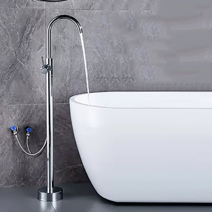 Brass Freestanding Tub Filler with Water Inlet Pipe Floor Mounted Bathroom Faucet Chrome Round Hand Shower Not Included Clearhalo 'Bathroom Remodel & Bathroom Fixtures' 'Bathtub Faucets' 'bathtub_faucets' 'Home Improvement' 'home_improvement' 'home_improvement_bathtub_faucets' 7209451