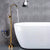Brass Freestanding Tub Filler with Water Inlet Pipe Floor Mounted Bathroom Faucet Gold Round Hand Shower Not Included Clearhalo 'Bathroom Remodel & Bathroom Fixtures' 'Bathtub Faucets' 'bathtub_faucets' 'Home Improvement' 'home_improvement' 'home_improvement_bathtub_faucets' 7209458