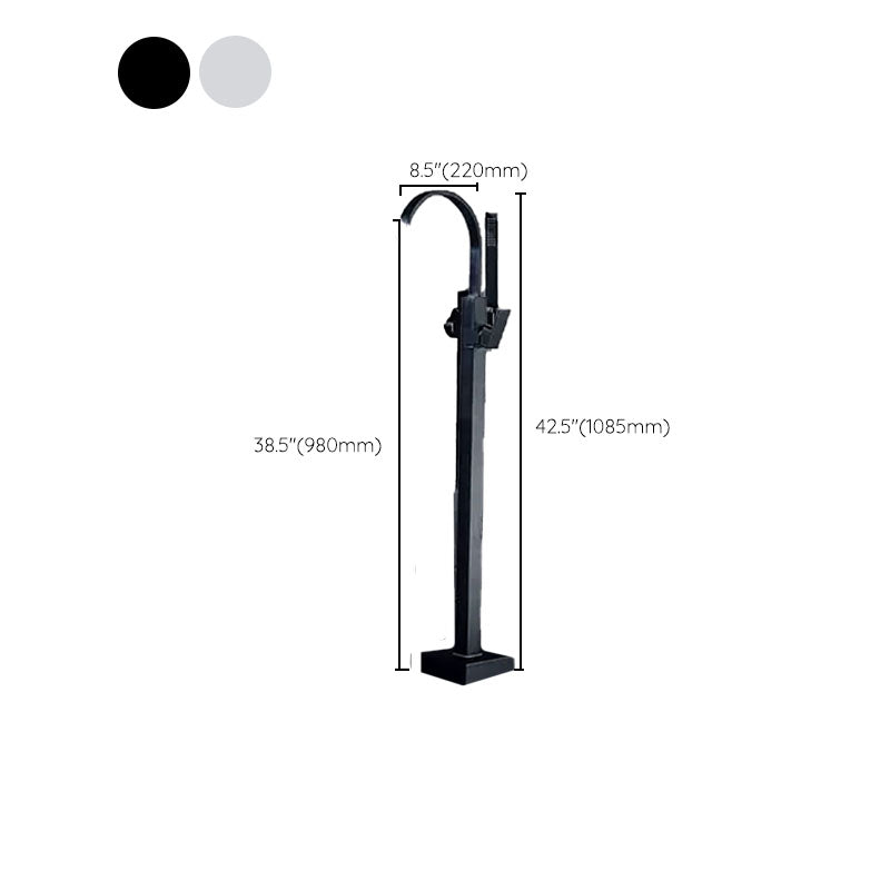 Brass Freestanding Tub Filler with Water Inlet Pipe Floor Mounted Bathroom Faucet Clearhalo 'Bathroom Remodel & Bathroom Fixtures' 'Bathtub Faucets' 'bathtub_faucets' 'Home Improvement' 'home_improvement' 'home_improvement_bathtub_faucets' 7209464