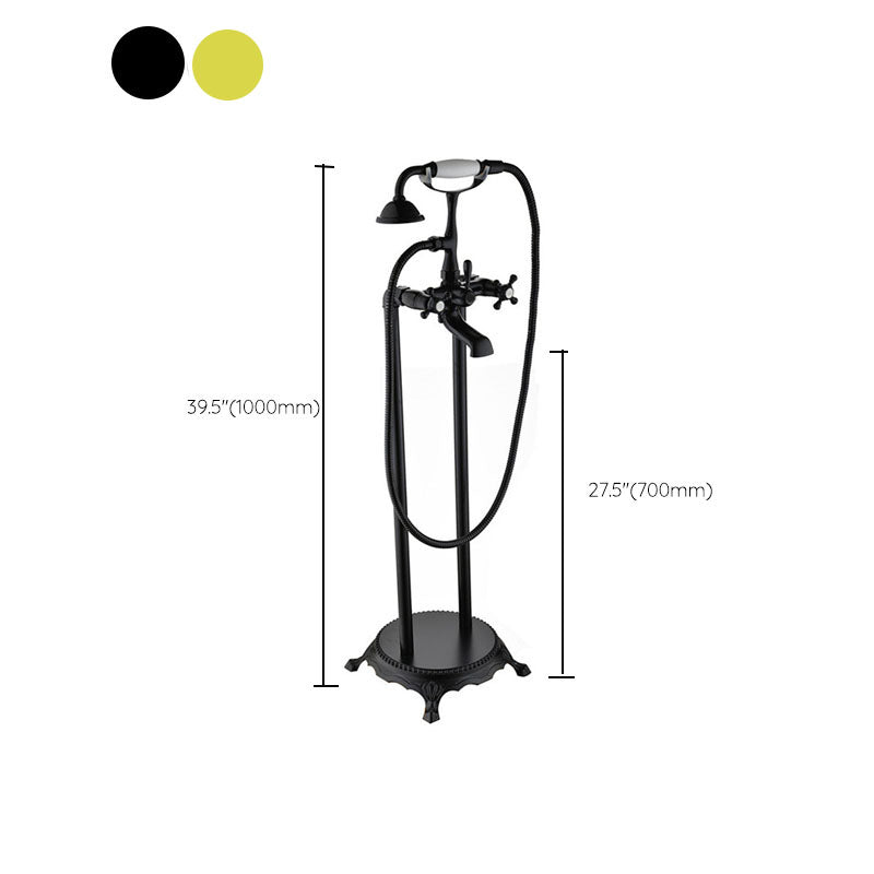 Brass Freestanding Tub Filler with Water Inlet Pipe Floor Mounted Bathroom Faucet Clearhalo 'Bathroom Remodel & Bathroom Fixtures' 'Bathtub Faucets' 'bathtub_faucets' 'Home Improvement' 'home_improvement' 'home_improvement_bathtub_faucets' 7209470